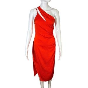 NWT ASOS‎ Design Orange Strappy V Neck Leg Slit Ankle Dress size 4